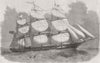 LANCS. Huge clipper Gt Australia(Baines, Liverpool) 1860 old antique print