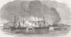 NIGERIA. Destruction of Lagos by the British fleet 1852 old antique print