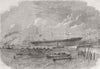DUBLIN. Launch. Knight Commander, iron Ship, built 1864 old antique print
