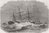NORFOLK. Ship aground, Haisborough Sands, Yarmouth 1864 old antique print