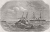COBH. Jackal mtg American mail ship, Roche's point 1864 old antique print