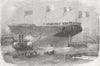 LONDON. Launch. Torino, Blackwall 1856 old antique vintage print picture