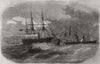 IRELAND. ships colliding, Dún Laoghaire Harbour 1856 old antique print picture
