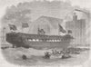 GLOS. Woolwich docks. Launch. HM ship Bristol  1861 old antique print picture