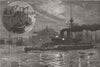 MALTA. HMS Thunderer, harbour  1881 old antique vintage print picture