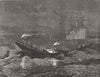 PORTUGAL. Coaling by night, Funchal, Madeira 1881 old antique print picture