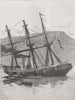 SHIPS. Leander accident-morning after 1885 old antique vintage print picture