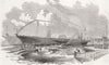ISLE OF WIGHT. Launch. P&O Co's Ship Vectis, Cowes 1853 old antique print