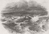 MASSACHUSETTS. American ship Atlantu, lost Boston 1846 old antique print