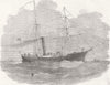 SHIPS. American ship laying Atlantic Telegraph 1856 old antique print picture