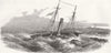 SWEDEN. Wreck of Border Queen ship, Vinga islet 1851 old antique print picture