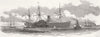 IRELAND. US mail ship being towed, Haulbowline, Cobh 1851 old antique print