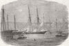 ISLE OF WIGHT. Burning Schooner Titania, Cowes 1852 old antique print picture
