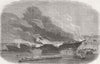 LIVERPOOL. Burning of James Baines, Huskisson Dock 1858 old antique print