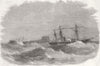 SHIPS. Inflexible towing Starling gunboat 1857 old antique print picture