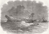 SHIPS. Lifeboat, Tagus, wreck, Martin Luther emigrants 1857 old antique print