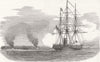 IVORY COAST. Ship Penelope destroying Tabou 1854 old antique print picture