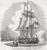 LONDON. Model Frigate, Greenwich 1843 old antique vintage print picture