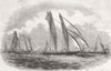 SHIPS. The Gem passing the flag-boat 1843 old antique vintage print picture