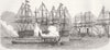 FRANCE. French President quitting fleet, Cherbourg 1850 old antique print
