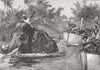 BURMA. Elephant Towing Armed Launch, Patrol, a shoal river Sittang 1886 print