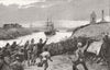 IRELAND.Gunboat Banterer at Inishboffin,with meal for Starving Inhabitants 1886