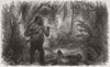 HUNTING. A Hunter Killed by a Gorilla 1861 old antique vintage print picture