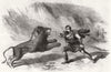 THEATRE. Crockett, Lion-Tamer, Performing With his lions at Astley's 1861