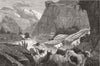 COWS. At a Chilian Rodeo-driving down Mountains to Corrals 1880 old print
