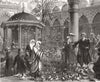 TURKEY. Feeding Pigeons Courtyard of Mosque Bajazid Istanbul 1877 old print