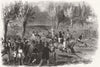 HORSES. The great French steeple chase 1846 old antique vintage print picture