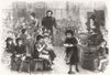 LONDON. Halfpenny Dinners for poor children in east London's 1870 old print