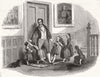 FAMILY. Children repulsed by butler 1851 old antique vintage print picture