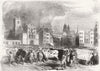 LONDON. Scene in Smithfield market, last Monday 1843 old antique print picture