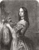 PORTRAITS. A Lady in waiting, of the time of Louis XV 1844 old antique print