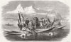 GREENLAND. Seal-fishing at Kingigtorssuak, Greenland 1856 old antique print