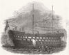 LONDON. The warrior, Convict-Hulk, Woolwich 1846 old antique print picture