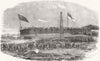LONDON. Launch of the floating-battery thunderbolt, at Millwall 1856 old print