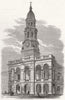 AUSTRALIA. New townhall of Adelaide, South Australia 1864 old antique print
