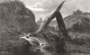AUSTRALIA. River fall in the Interior of Australia 1857 old antique print
