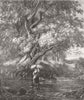 LANDSCAPES. Over the Brook 1857 old antique vintage print picture
