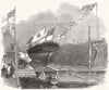 ISLE OF WIGHT. Launch of Russian Emperor's yacht at East Cowes 1846 old print