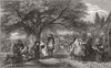 SOCIETY. An English Merry-making, a hundred years ago 1847 old antique print