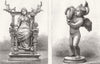 POMPEII.Antique Bronze statuettes discovered at; Fortune, Cupid & Dolphin' 1881