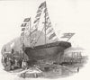 ISLE OF WIGHT. Launch of the Sultan's steamer, at Cowes 1847 old antique print