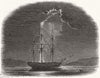SHIPS. H M Frigate Fisgard struck by Lightning 1847 old antique print picture