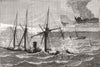AZORES.St Michael's; Wrecks of 3 ships in harbour; Burning Lord Northbrook 1880