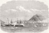 JAPAN. The Japanese imperial fleet attacking the Rebels at Hakodate 1869 print