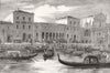 VENICE. railway station (Stazione Della Strada Ferrata). Gondolas 1875 print