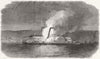 NEW YORK. Burning American rivership Isaac Newton her way to Albany 1864 print